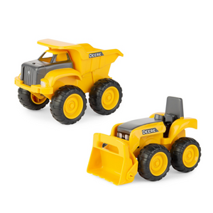 John Deere 6" Construction Vehicle Toys 2-pack; Dump Truck & Tractor with Loader